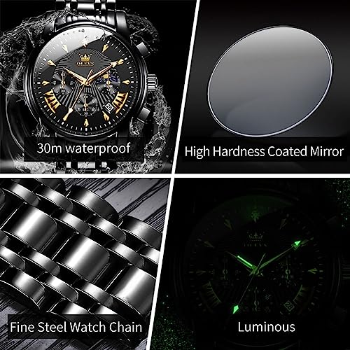 OLEVS Men Watches Luxury Waterproof Luminous Easy Read - Product Imagery