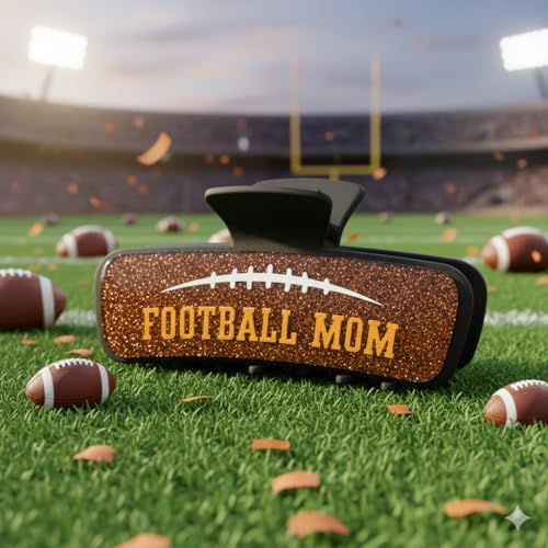 Football Mom Hair Claws For Women Black Glitter Football Hair - Product Imagery