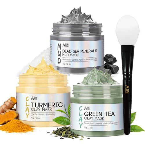 ANAI RUI 3-Pcs Face Mask Set -Turmeric, Green Tea, Dead Sea 2.5 - Product Imagery
