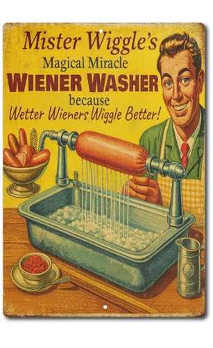 Funny Wiener Washer Tin Sign Retro Kitchen Humor Wall Decor Gag - Product Imagery