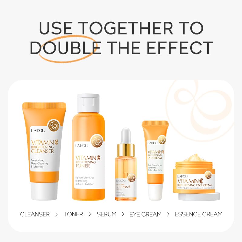 5Pcs Skincare Gift Set for Teenage Girls, Vitamin C Face Skin - Product Imagery