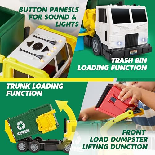 JOYIN Large Friction Powered Garbage Truck Toy Set, Includes 1 - Product Imagery