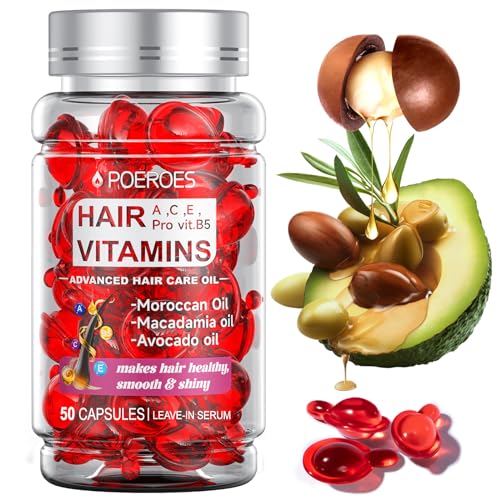 POEROES Hair Oil Hair Vitamins A C E Pro B5 Hair Treatment Serum 50 Capsules - POEROES Official Product View 1