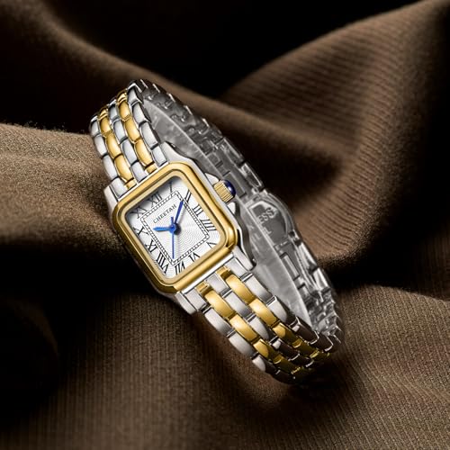 CHEETAH Gold Watch for Women Small Vintage Bracelet Rectangular - Product Imagery