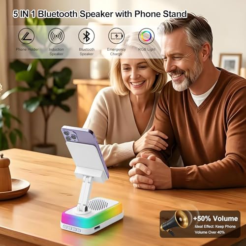 Wireless Induction Speaker, 5-in-1 Bluetooth Speaker with Phone - Product Imagery