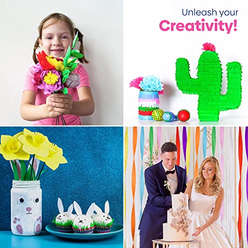 8 Crepe Paper Streamers, 656ft Pack of Rainbow Streamers Party - Product Imagery