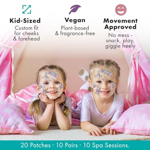 Kids Face Mask Spa Set, 20 Unicorn Patches for Sleepover & Spa - Product Imagery