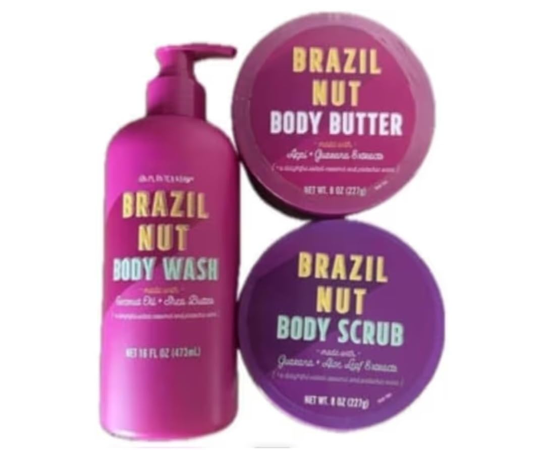 Brazil Nut Body Wash 16oz Body Butter and Body Scrub 8 ozeach - Generic