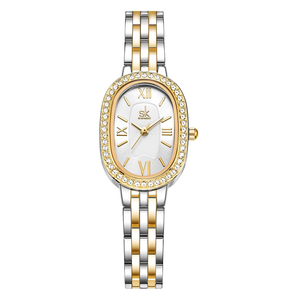 SHENGKE Women s Oval Crystal Accented Alloy Steel Watch - SHENGKE Official Imagery - 2