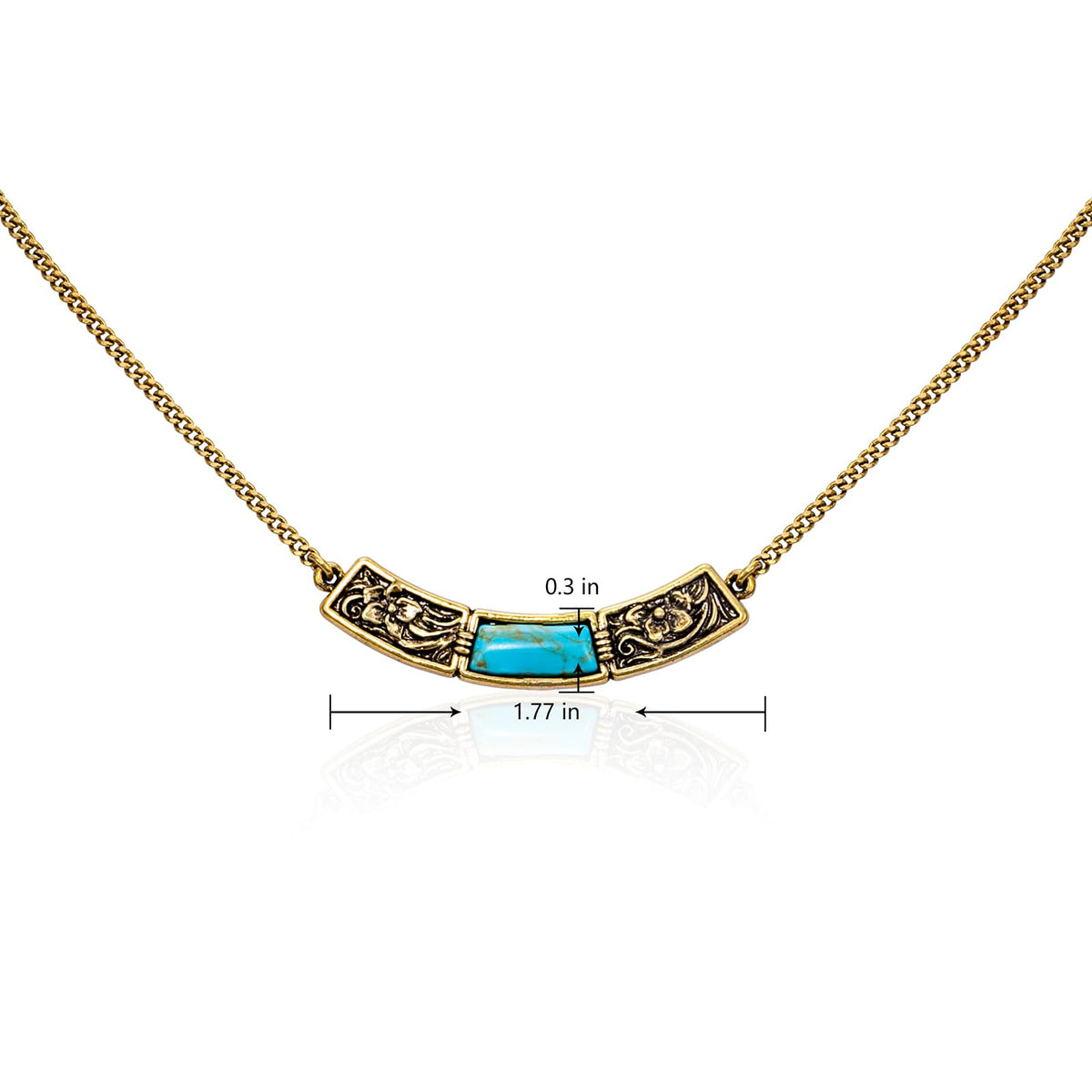 Wrangler Carved Floral Turquoise Necklace Western Jewelry - Montana West Official Imagery - 6