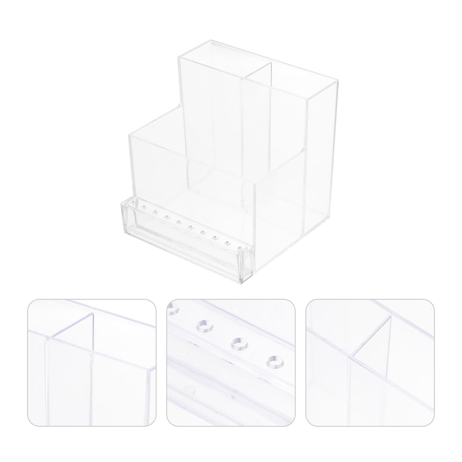 HEATSHAKING nail tool storage caddy with compartments, acrylic manicure organizer, ideal for personal nail care and makeup accessories.