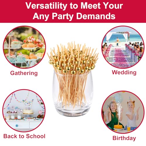 200 PCS Cocktail Picks, Fancy Toothpicks for Appetizers Bamboo - Product Imagery