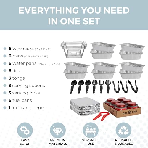 Alpha Living 6 Pack - Disposable Chafing Dish Buffet Set, Half - Product Imagery