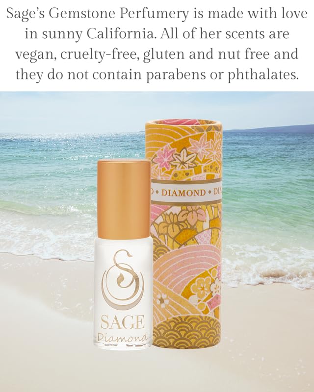 Sage Diamond Lily Rain White Musk Sandalwood Perfume Oil Roll-On - Product Imagery