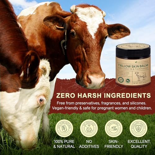 Tallow Balm With Castor Oil and Frankincense Skin Balm, Beef - Product Imagery