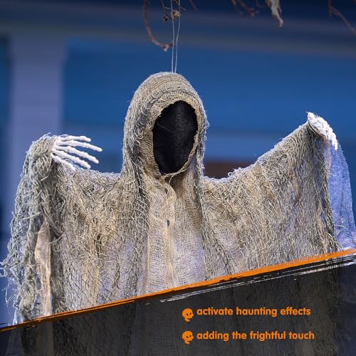 JOYIN 4 Pack 19'' Halloween Hanging Ghost Decoration Outdoor, - Product Imagery