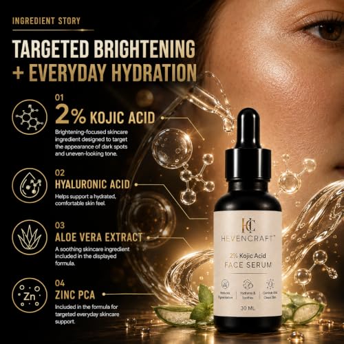 Kojic Acid Serum for Face & Body, Dark Spot Correcting & - Product Imagery