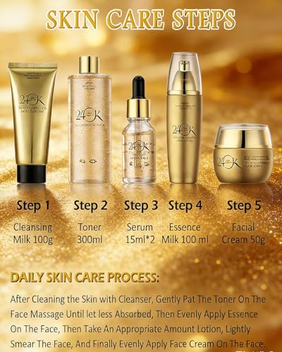 Women’s Gold Skin Care Set 6-Piece Collection - 24K Anti-Aging - Product Imagery