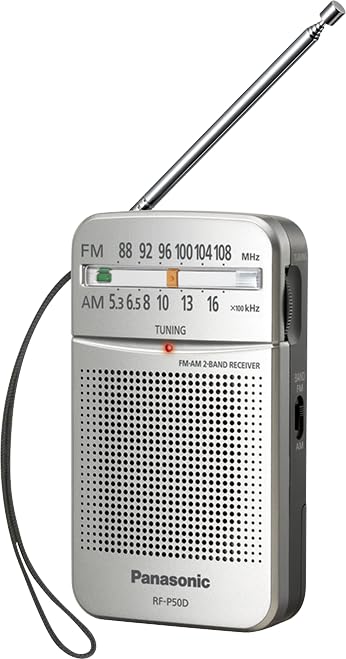 Panasonic RF-P50D Pocket AM/FM Radio Silver, Slide Dial