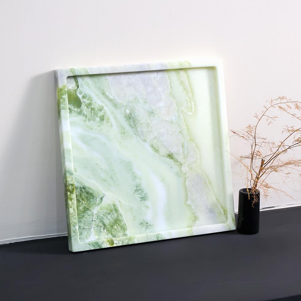 Solid Green Marble Vanity Tray Marble Organizer for Home - Yfstone Official Imagery - 3