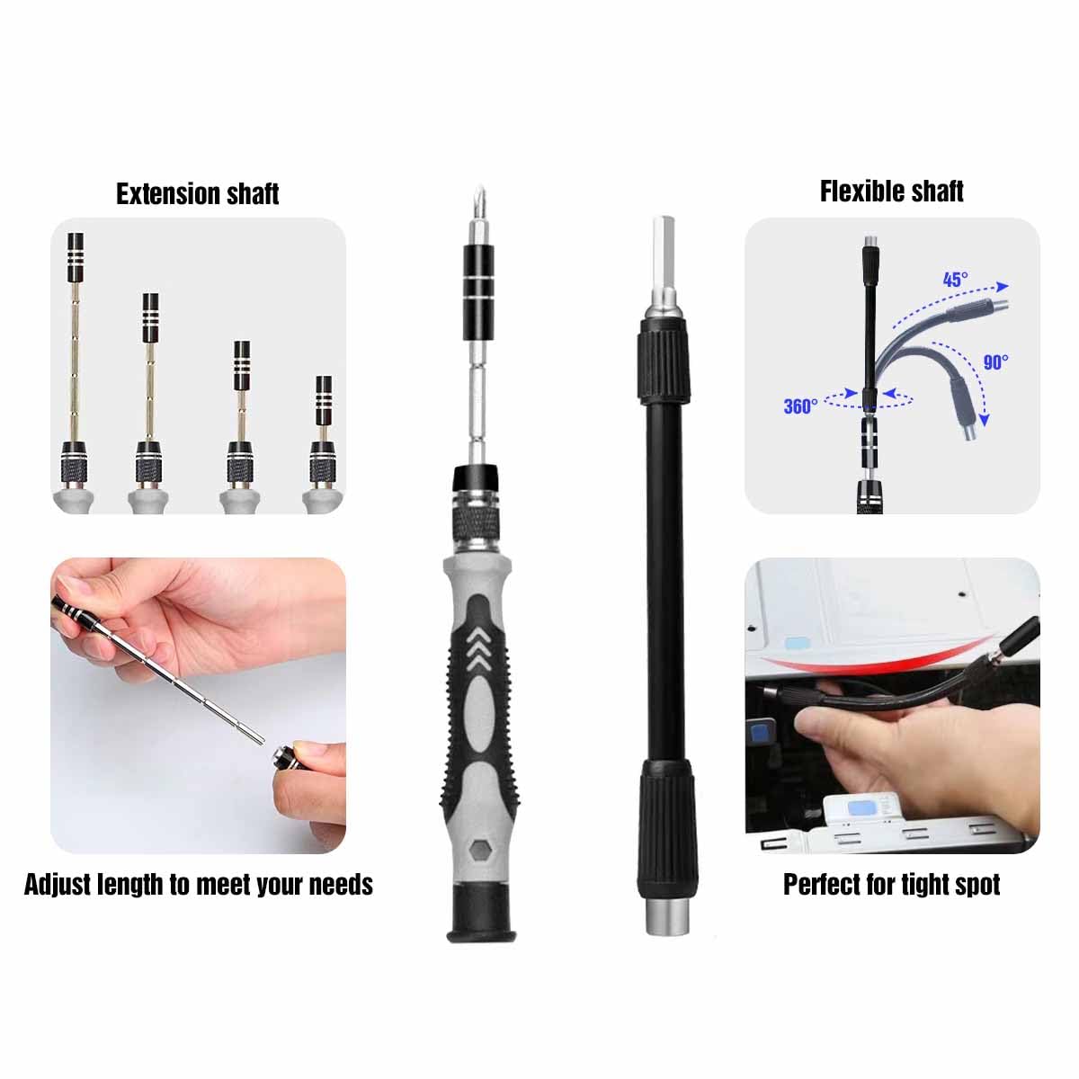 EFAITHFIX precision screwdriver set with multiple magnetic screwdrivers for electronics, repairs, and DIY projects.
