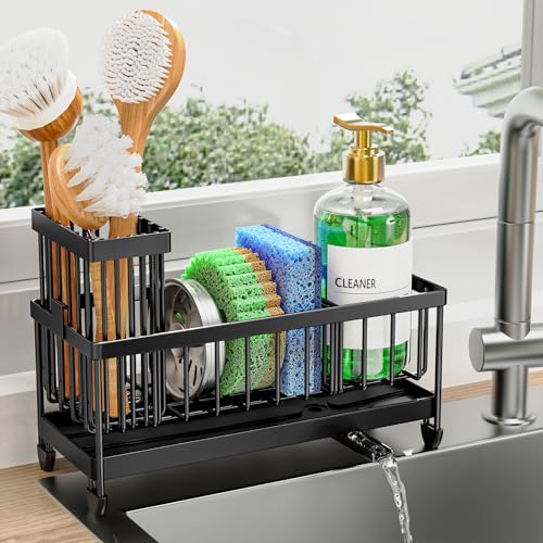 Sponge Holder for Kitchen Sink, Sink Organizer with Brush Holder - Product Imagery
