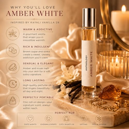 Anthology Amber White Perfume Oil Roll on, Vanilla 28 scent, 0.3 - Product Imagery