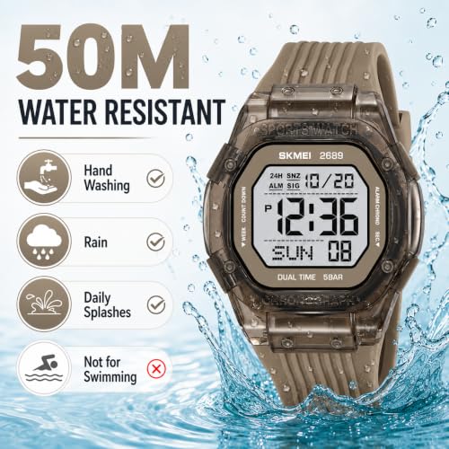 Gosasa Unisex Digital Sports Watch Transparent Square Watch - Product Imagery