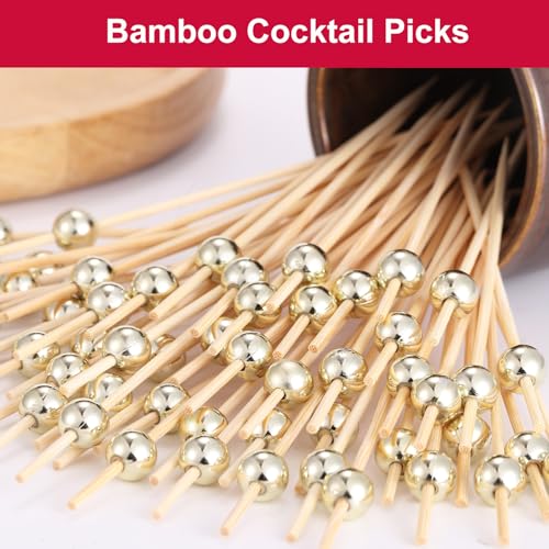 200 PCS Cocktail Picks, Fancy Toothpicks for Appetizers Bamboo - Product Imagery