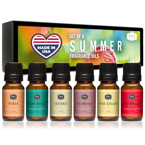 P&J Trading Summer Set of 6 Fragrance Oils - Peach, Strawberry, - Product Imagery