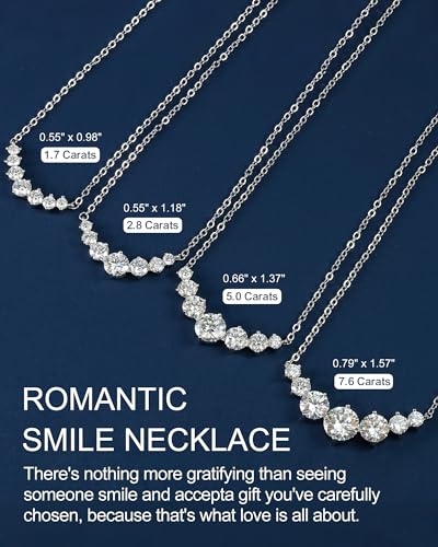 7 Stones Moissanite Necklace for Women, 18K Gold Plated Sterling - Product Imagery