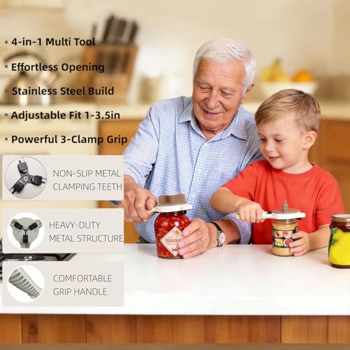4-in-1 Adjustable Jar Opener, Bottle Gripper Tool - Product Imagery