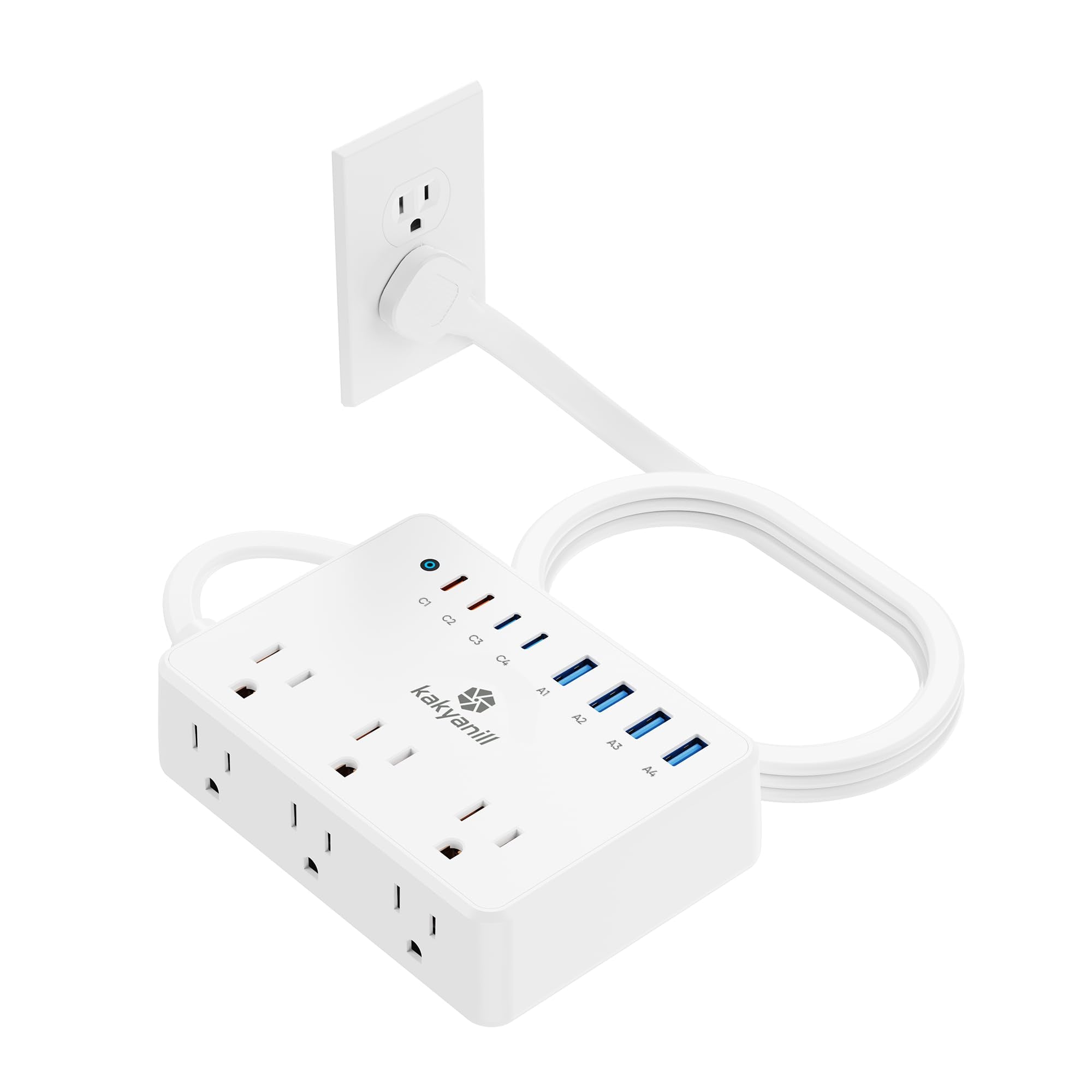 kakyanill 100W Charging Station, Power Strip with 6 AC Outlets 8 USB Ports - kakyanill Official Product View 1