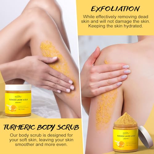 Turmeric Vitamin C Body Scrub Remove Dead Skin Exfoliating for - Product Imagery