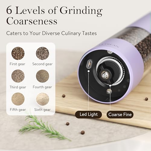 Ultrean Pepper Grinder, Rechargeable Salt and Pepper Grinder - Product Imagery