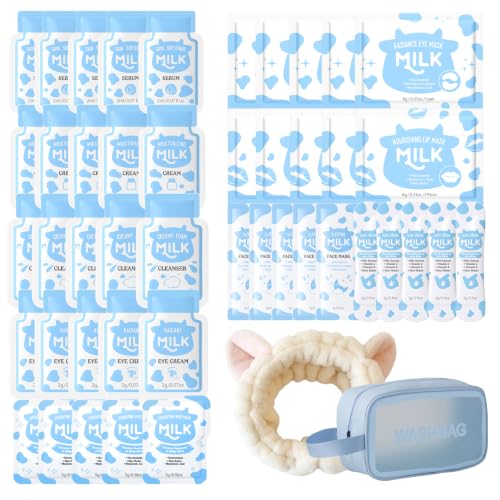 47 PCS Milk Travel Skincare Set, Mini Skin Care Kit for Women, - Product Imagery