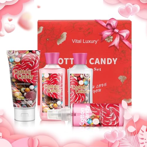 Cotton Candy Bath and Body Gift Set - 4-Piece Travel Kit with - Product Imagery