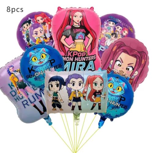 Demon movie Hunters Birthday Decorations, 8PCS Foil Balloons for - Product Imagery
