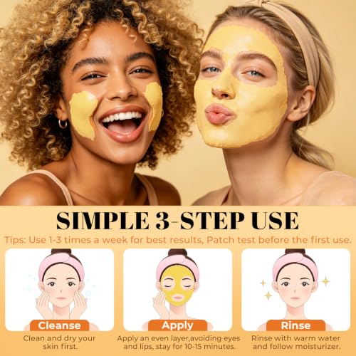 Turmeric Vitamin C Clay Mask with Kaolin Clay, Deep Cleansing - Product Imagery