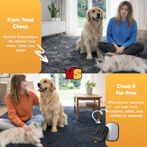 Wolfster Pet Hair Removal Gloves for Dogs & Cats - 2PCs - Product Imagery