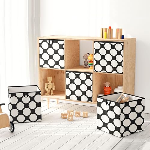 Bacati - Large Storage Tote Dots Pin Stripes Black Neutral 14 x - Product Imagery