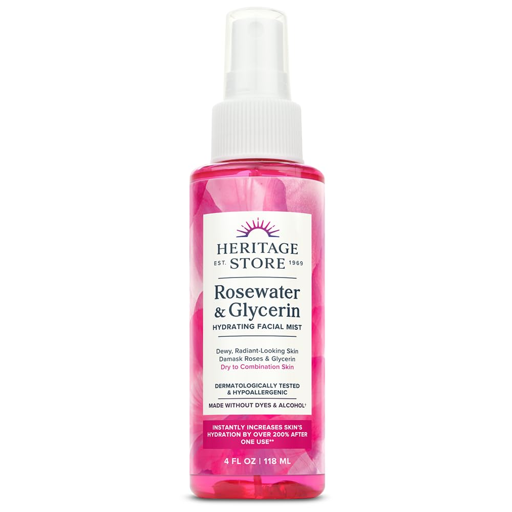 HERITAGE STORE Rosewater & Glycerin Facial Mist, 4 fl oz - Product Imagery