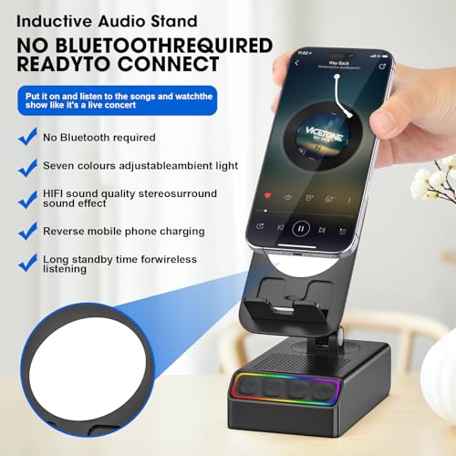 Wireless Induction Audio Bluetooth Speaker 5in1 Phone Holder - Product Imagery