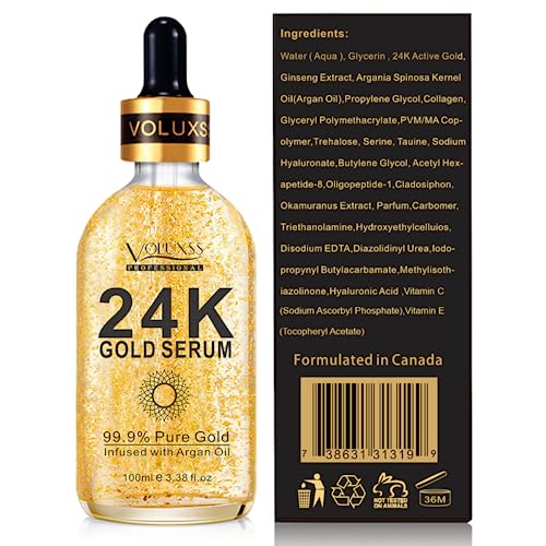 24K Gold Serum for Face,Skin Brightening Anti Aging Face Serum - Product Imagery
