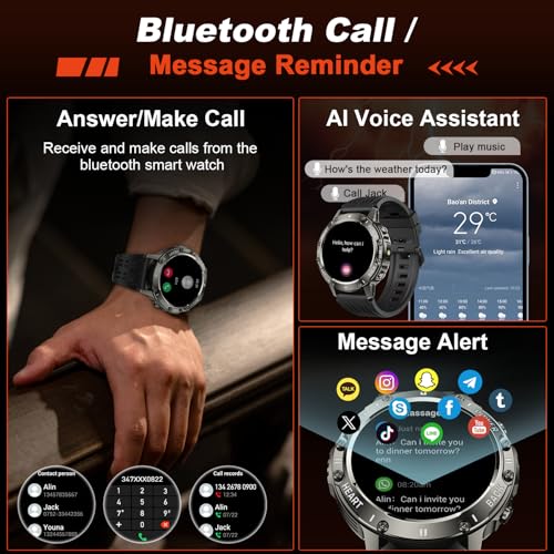 Smart Watch for Men Fitness Tracker: Bluetooth Waterproof Make - Product Imagery