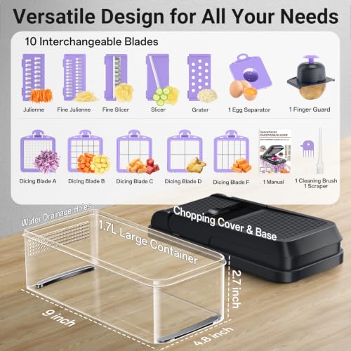 15-in-1 Vegetable Chopper with 10 Blades, Food Veggie Cutter, - Product Imagery