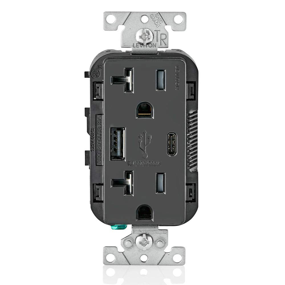 Leviton Type A Type C USB In Wall Charger with 20A Tamper - Leviton Official Imagery - 2