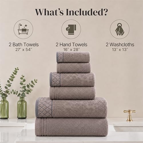 Modern Threads 6 Piece Bath Towel Set – Bathroom Towel Set with - Product Imagery