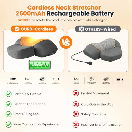3-in-1 Rechargeable Neck Massager Pillow,Heated Traction Pillow - Product Imagery