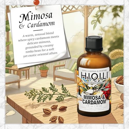 HIQILI Mimosa & Cardamom Fragrance Oil for Diffuser & - Product Imagery